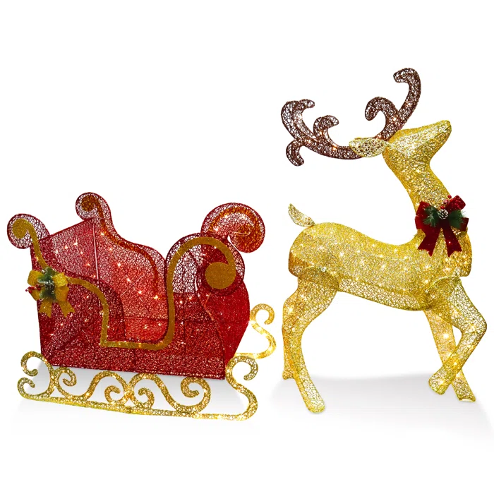 life size santa sleigh led reindeer/christmas outdoor santa sleigh 3d/santa claus sleigh reindeer