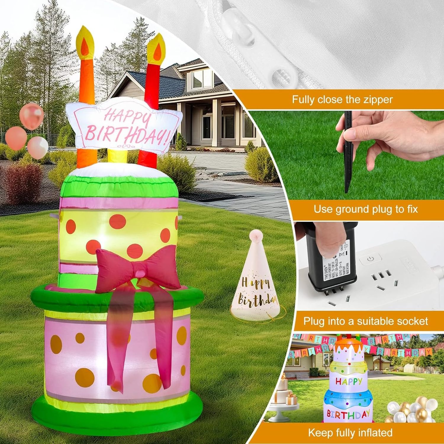 giant outdoor inflatable happy Birthday LED cake cupcakes items Party Supplies other party decorations for birthday