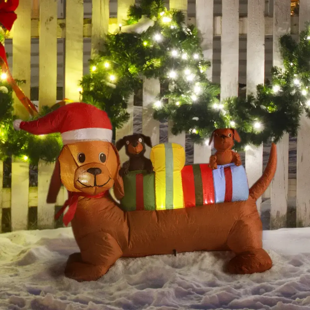 outdoor christmas decoration supplies LED Inflatable  Christmas dog Dachshund Yard Decoration  gift  ornaments