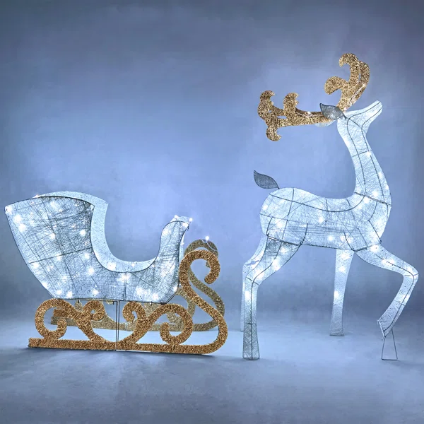 life size santa sleigh led reindeer/christmas outdoor santa sleigh 3d/santa claus sleigh reindeer