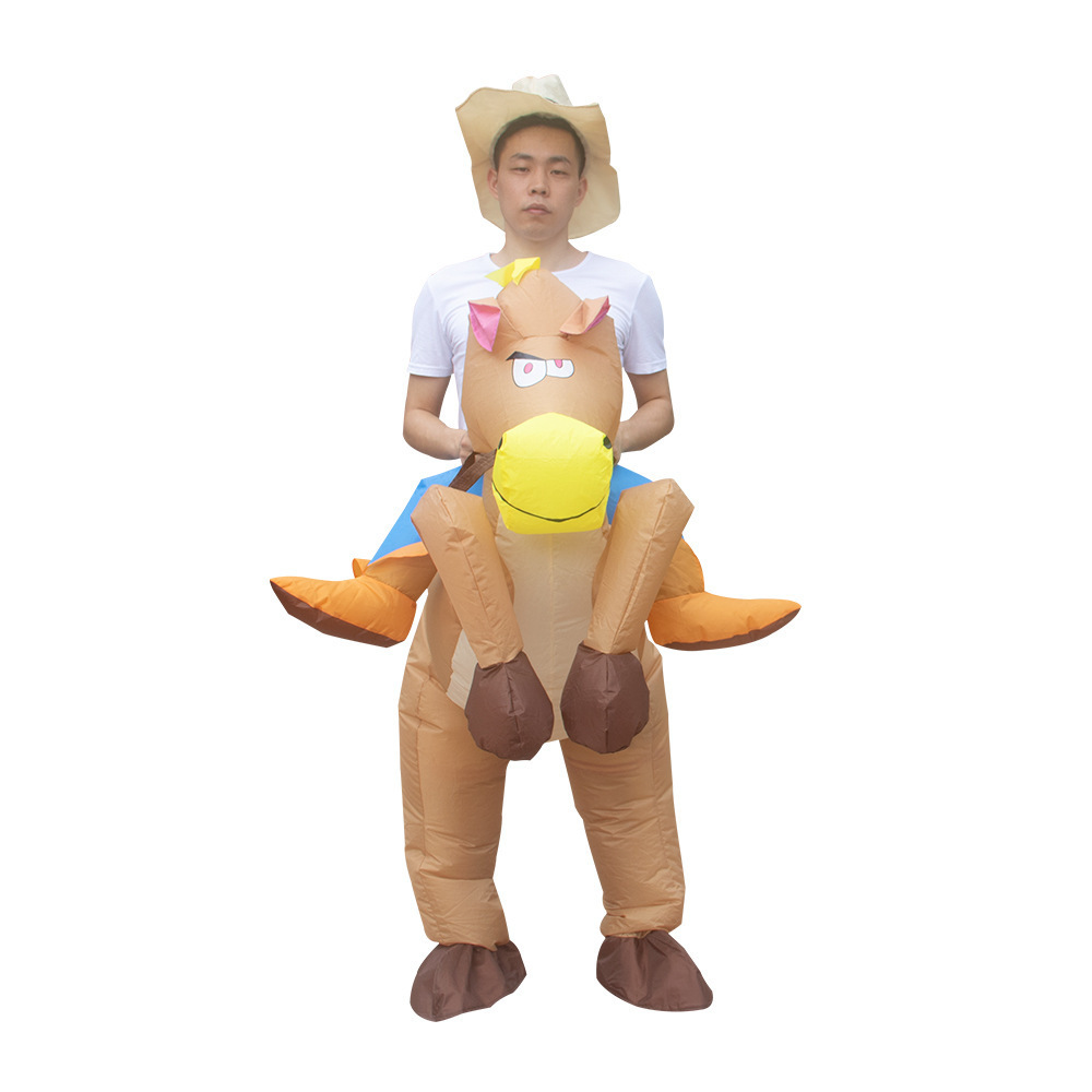 Adult size disfraz caballo  cosplay party ride on  mascot costume blow up suit inflatable donkey cowboy horse costume