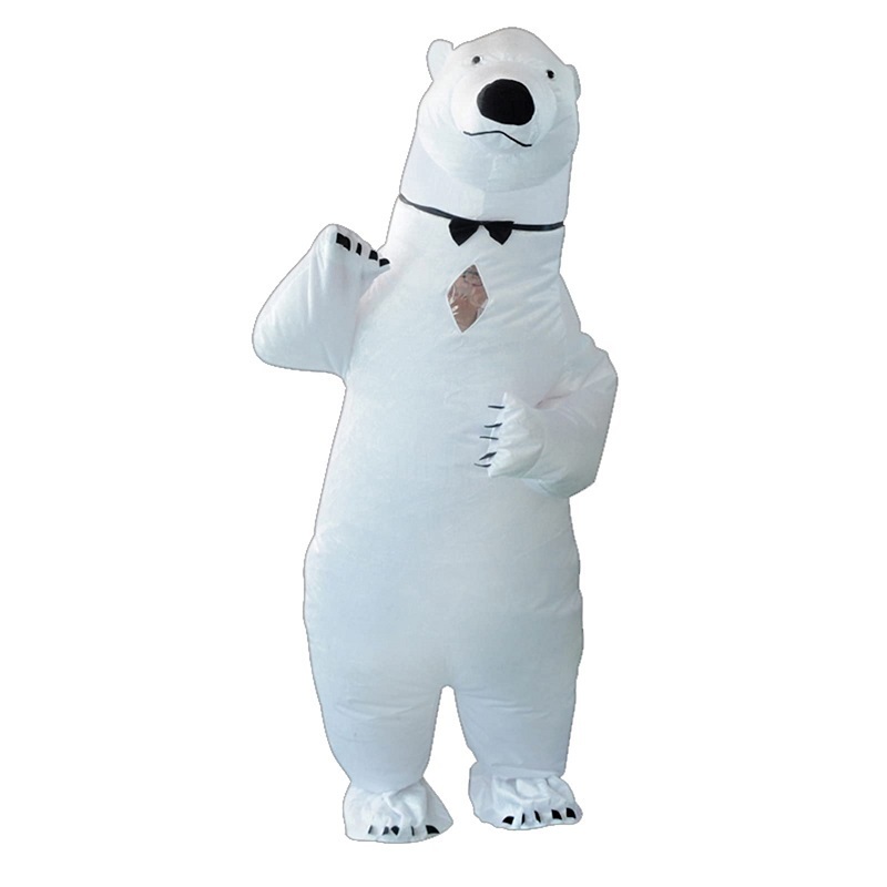 Polar Bear mascot Costume Suit Fancy Dress Funny Jumpsuit christmas white inflatable realistic bear costumes  for Adult