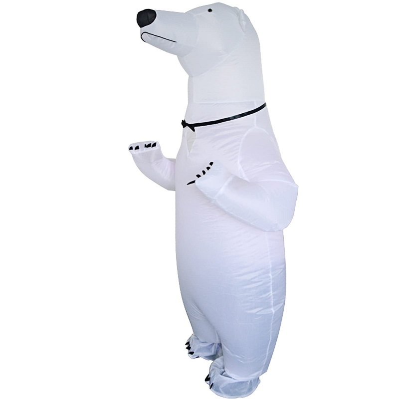 Polar Bear mascot Costume Suit Fancy Dress Funny Jumpsuit christmas white inflatable realistic bear costumes  for Adult