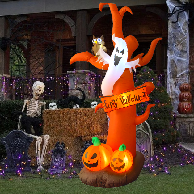 Halloween Inflatables Ghosts Pumpkins Tree Decorations Blow Ups Party  LED Lights  Outdoor Yard