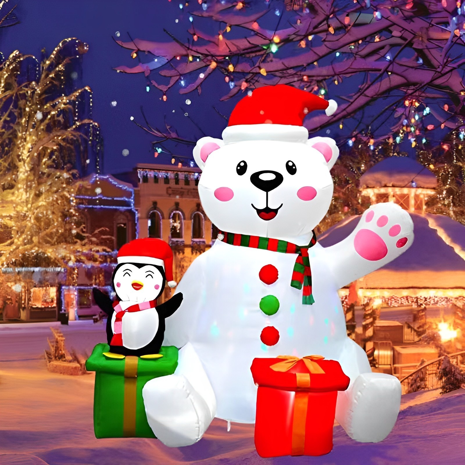 6FT  Penguin Polar bear Giant Outdoor Inflatable Christmas  yard Decoration with led light