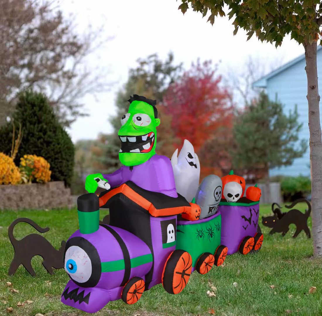 articulos de fiesta y decoracion Halloween Inflatable train green monster  Yard Decoration Inflatables Outdoor  Yard