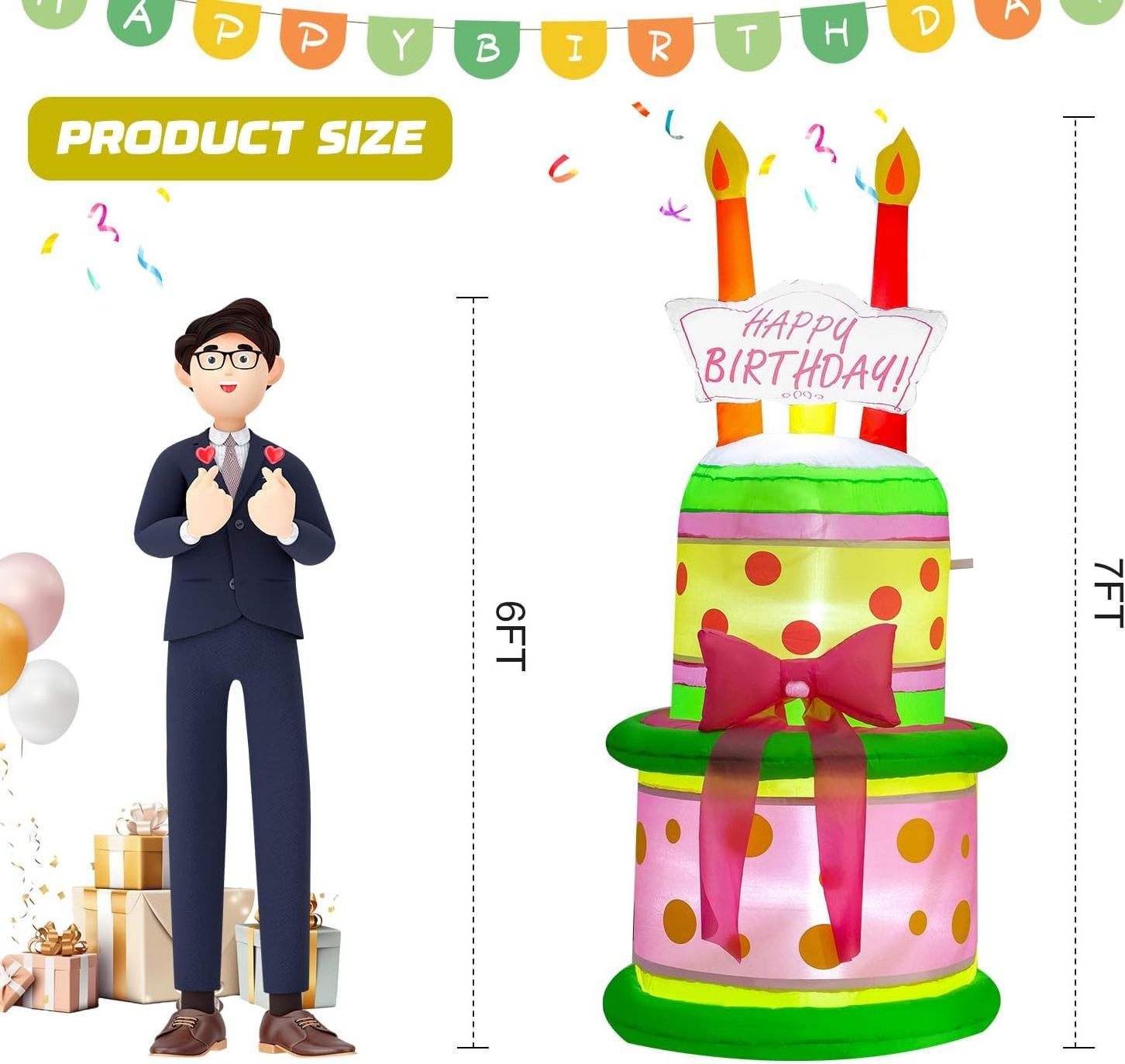 giant outdoor inflatable happy Birthday LED cake cupcakes items Party Supplies other party decorations for birthday