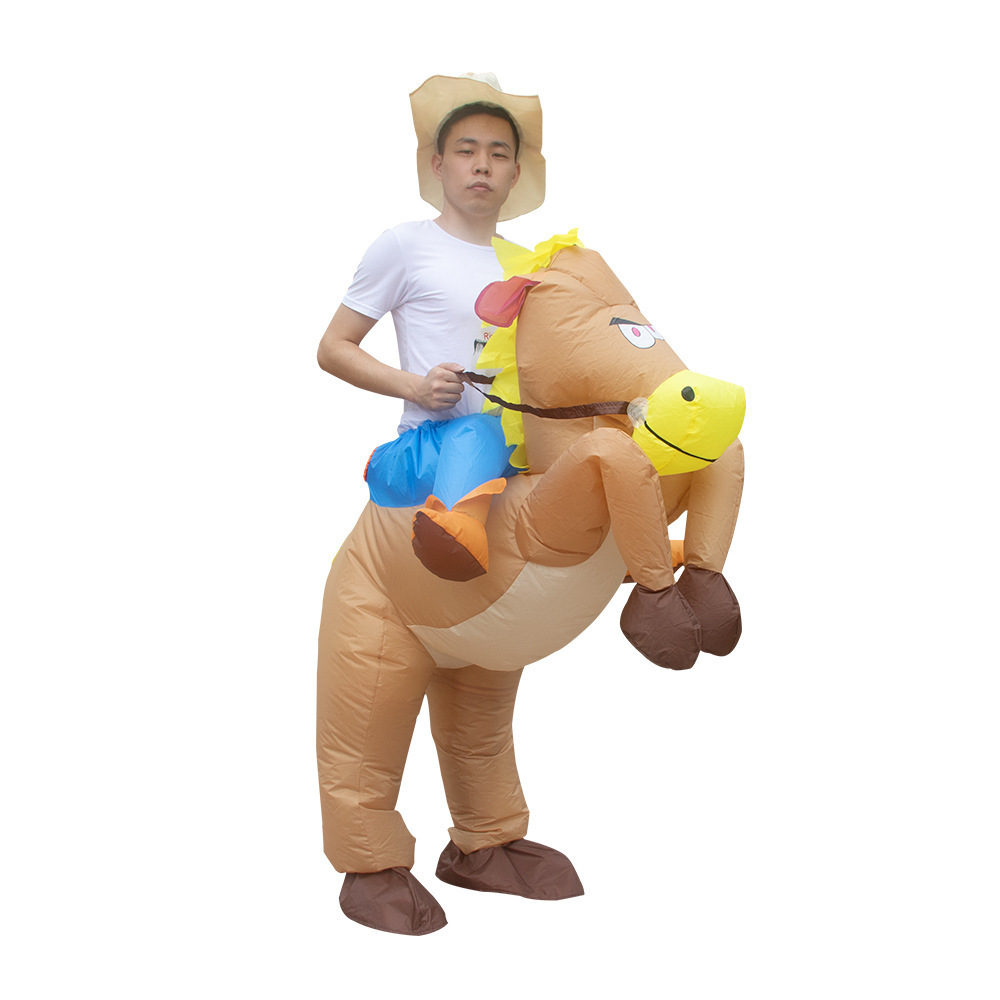 Adult size disfraz caballo  cosplay party ride on  mascot costume blow up suit inflatable donkey cowboy horse costume