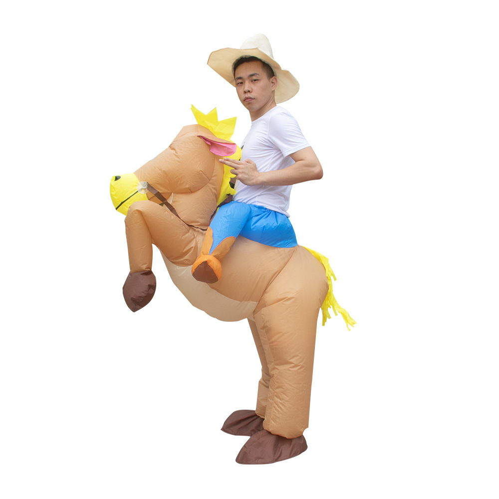 Adult size disfraz caballo  cosplay party ride on  mascot costume blow up suit inflatable donkey cowboy horse costume