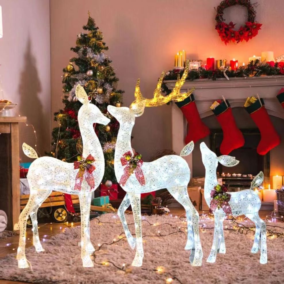 outdoor Tinsel led 3d sculpture christmas reindeer light outdoor decorations lighted deer motif lights decoration decor