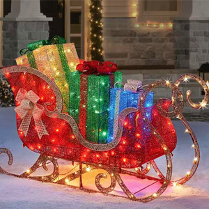 Navidad decor  large figurine toys ornaments  outdoor Christmas life size santa sleigh motif light decoration for sale