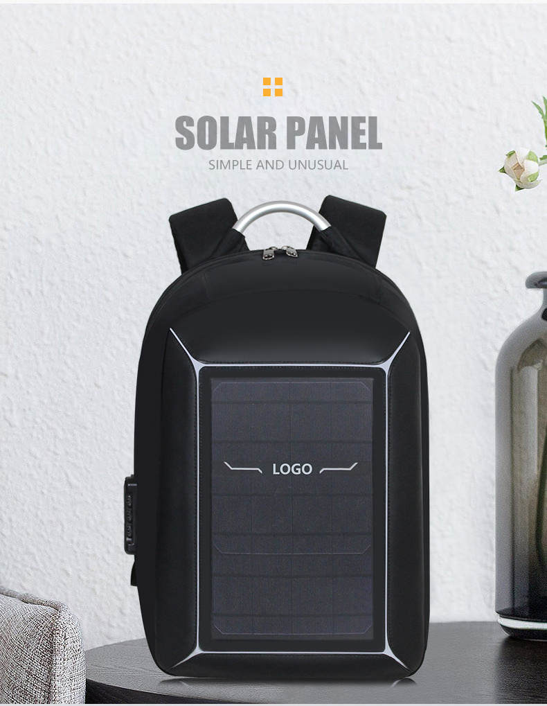 15.6 Inch Solar Panel Backpacks With Usb Charger Anti-theft Business Travel School Bag Waterproof Laptop Backpack