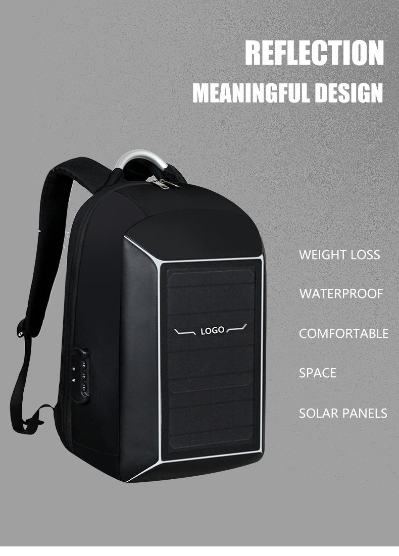 15.6 Inch Solar Panel Backpacks With Usb Charger Anti-theft Business Travel School Bag Waterproof Laptop Backpack