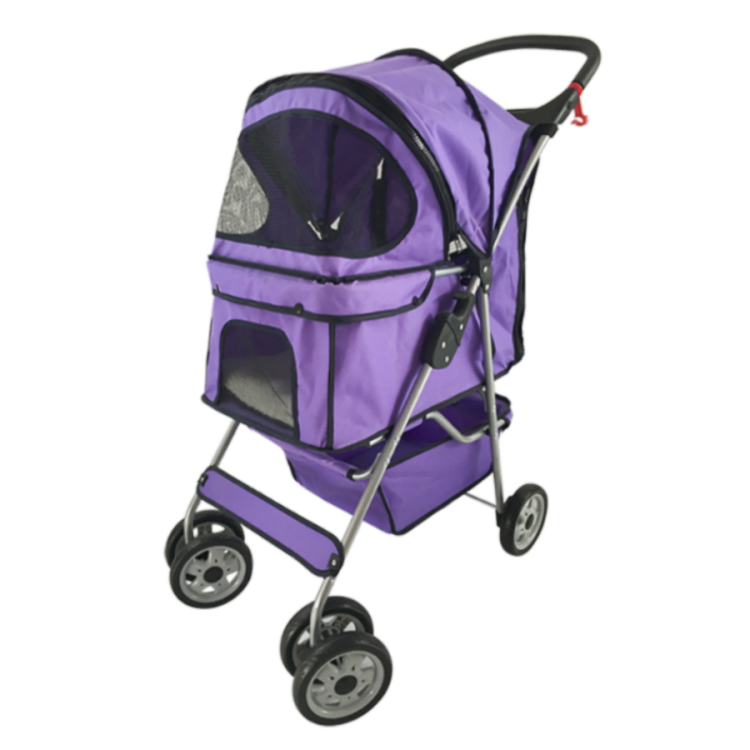 Wholesale foldable oxford fabric pet stroller dog cat small animals 4 wheels  pet carrier trolley travel outdoor