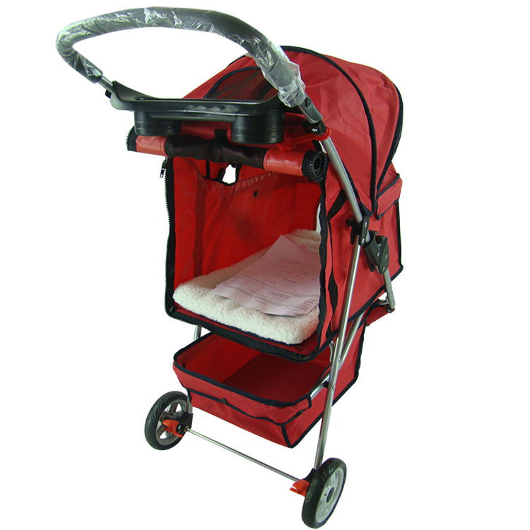 Beautiful High quality dog cat pet stroller with 3 wheels portable jogger pet stroller detachable for traveling