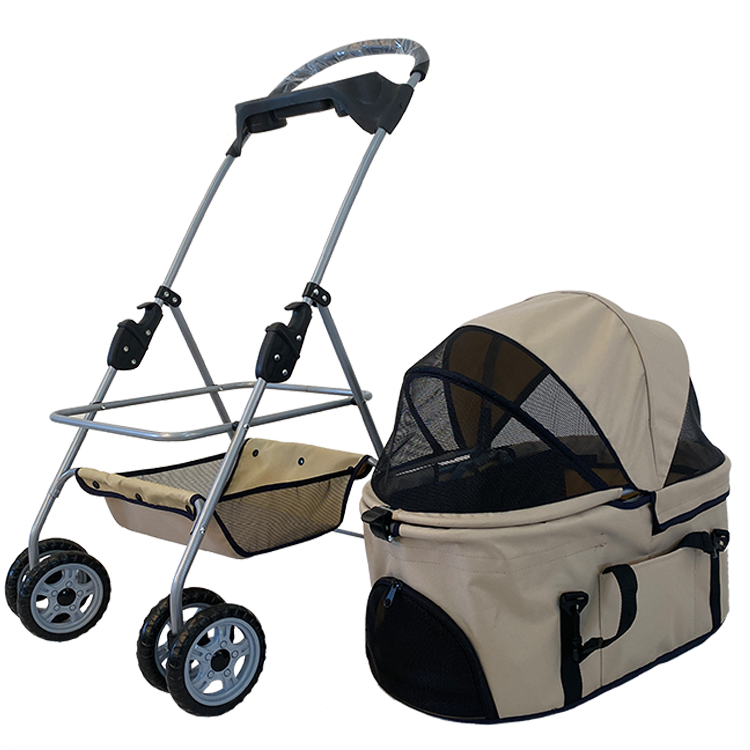 Excellent 3 in 1 separable four rounds pet stroller with detachable carrier folding dog cat strollers