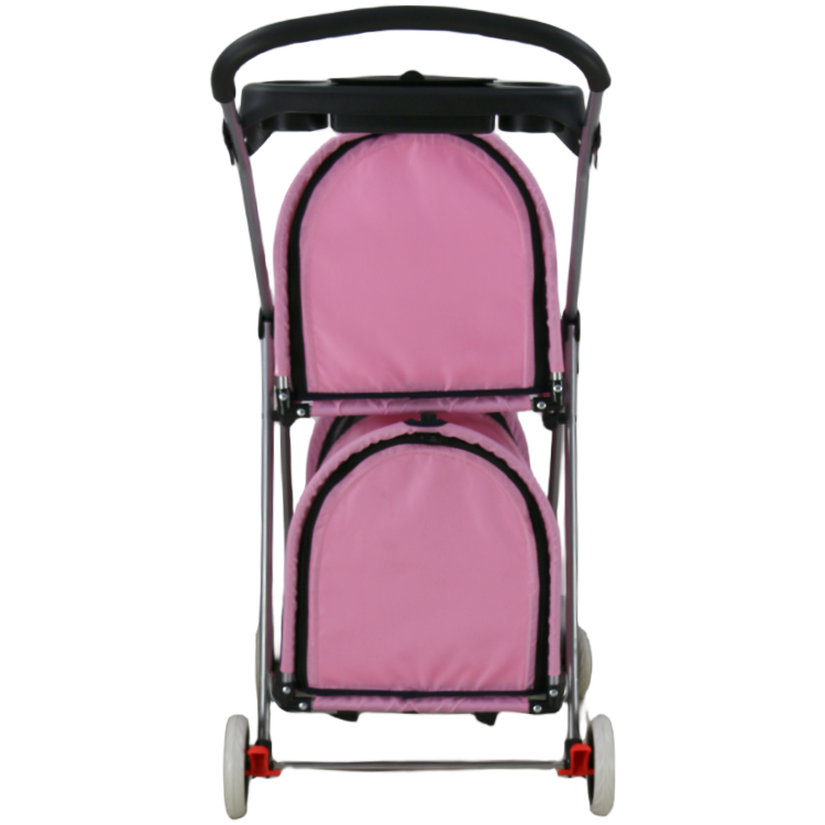 Good quality pink stroller for pets foldable dog carrier trolley with 4 wheels