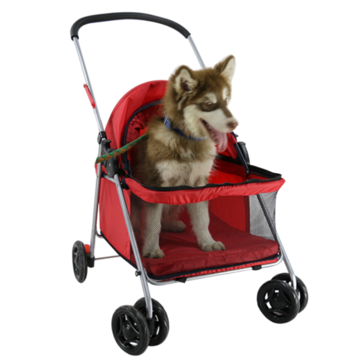 Wholesale detachable pet stroller dog carrier foldable pram large canopy pet carrier trolley