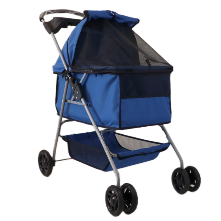 Four rounds portable pet stroller wagon foldable durable dog stroller outdoor pet travel trolley