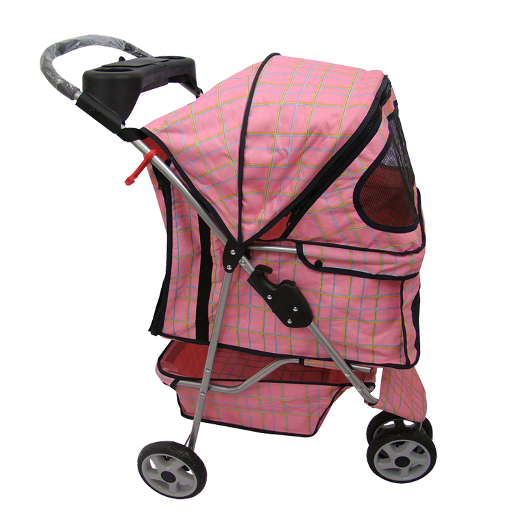 Low price fashionable pink pet stroller foldable pink dog show trolley cheap dog stroller outdoor