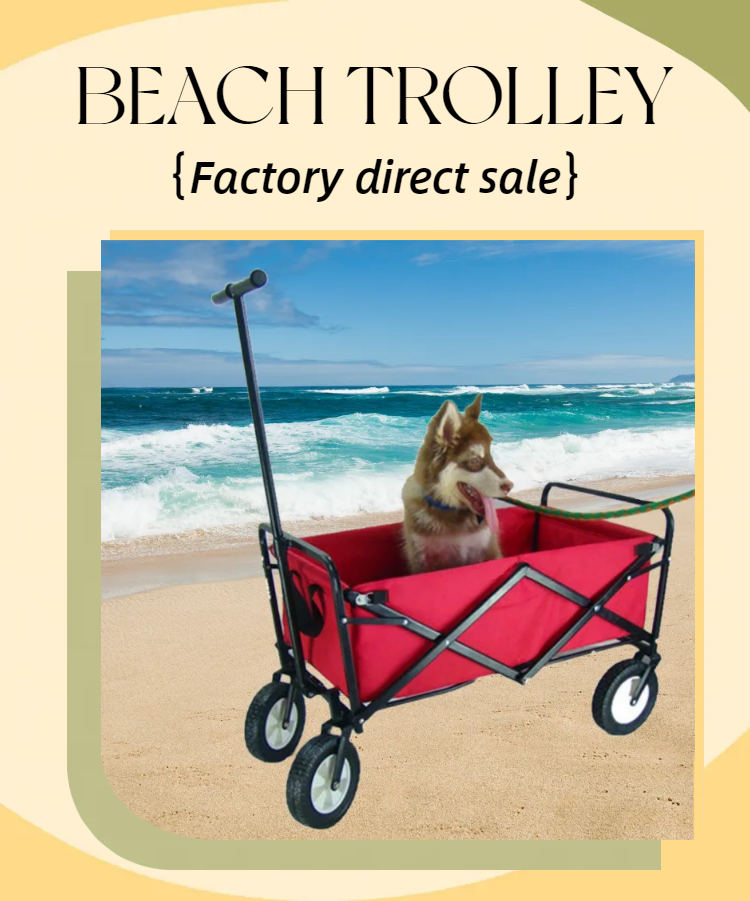 Handy portable beach trolley cart camping folding wagon sturdy kids beach wagon cart