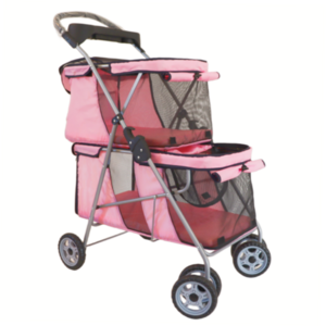 Hot sale folding double decker pet stroller cat new style 4 wheel pet travel trolley