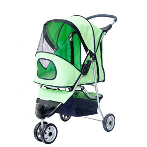 Wholesale 3 wheels pet strollers folding rabbit cat dog pram pet stroller detachable for walking outdoor