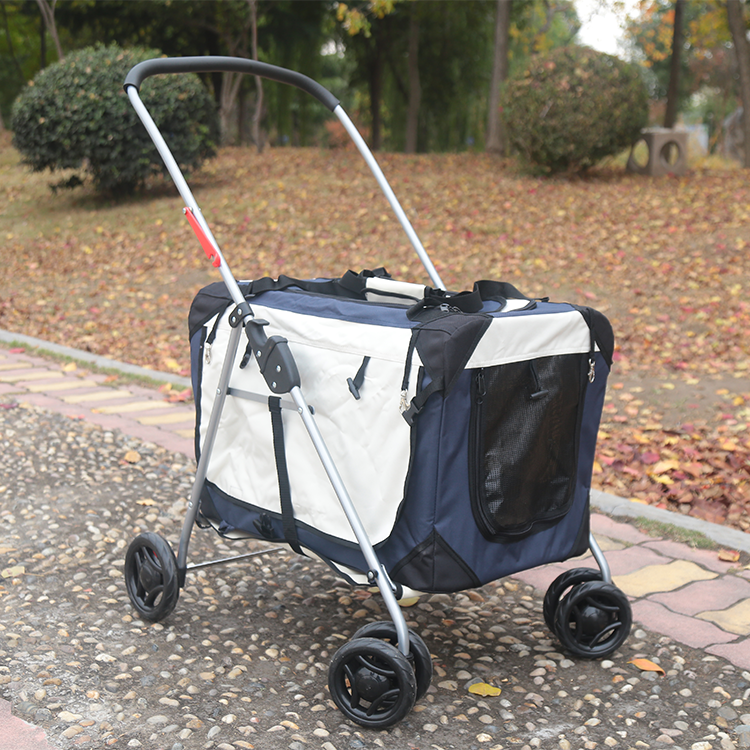 Best foldable pet dog strollers cat rabbit outdoor breathable waterproof pet travel trolley