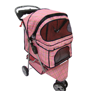 Low price fashionable pink pet stroller foldable pink dog show trolley cheap dog stroller outdoor