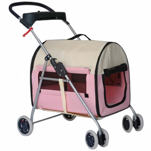 Luxury pet stroller outdoor foldable portable cat stroller beautiful comfortable pink dog show trolley