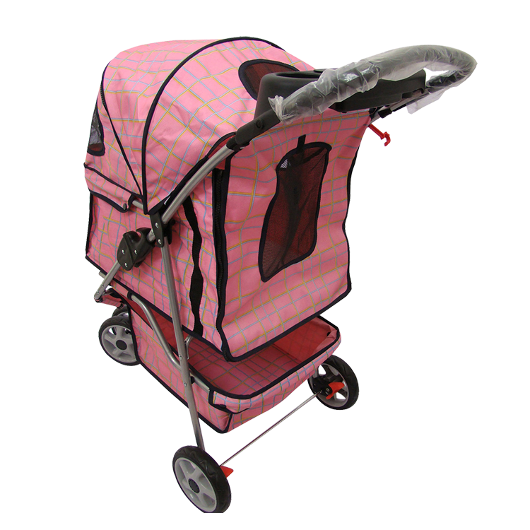 Low price fashionable pink pet stroller foldable pink dog show trolley cheap dog stroller outdoor