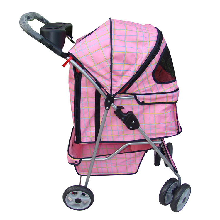 Wholesale pet stroller foldable trolley pet carrier comfortable luxury cat pink stroller