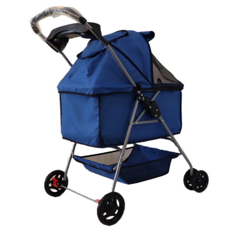 Four rounds portable pet stroller wagon foldable durable dog stroller outdoor pet travel trolley