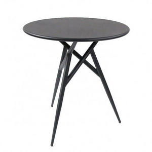 China Factory Customized Bistro Patio Restaurant Metal Steel Black Round Outdoor Coffee Table