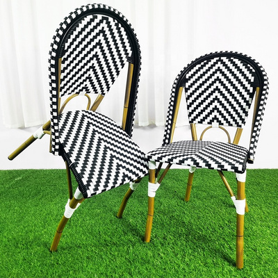 Wholesale Discount Outdoor Balcony French Cafe Bistro Rattan Aluminum Wicker Chairs rattan / wicker chairs