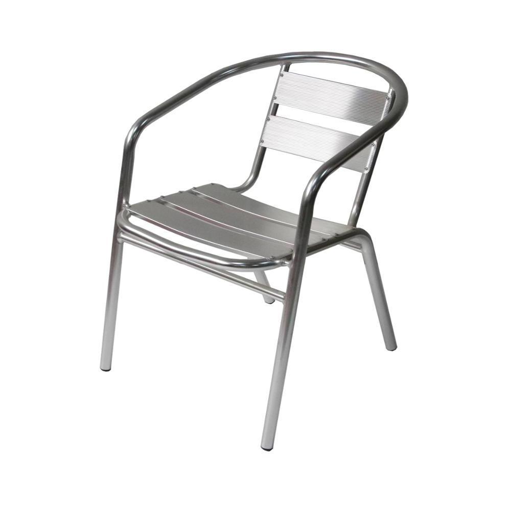 Modern Stackable Armrest Cafe Bistro Patio Cast Outdoor Aluminium Chair