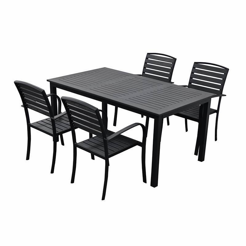 Foshan Factory Modern design Aluminium frame outdoor leisure garden set teak dining patio table poly plastic wood chair