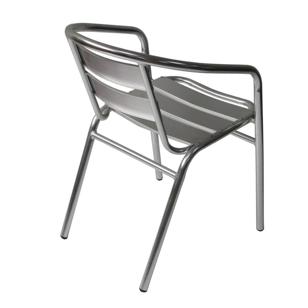 Modern Stackable Armrest Cafe Bistro Patio Cast Outdoor Aluminium Chair