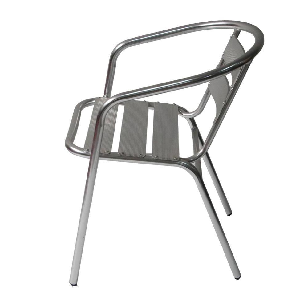 Modern Stackable Armrest Cafe Bistro Patio Cast Outdoor Aluminium Chair