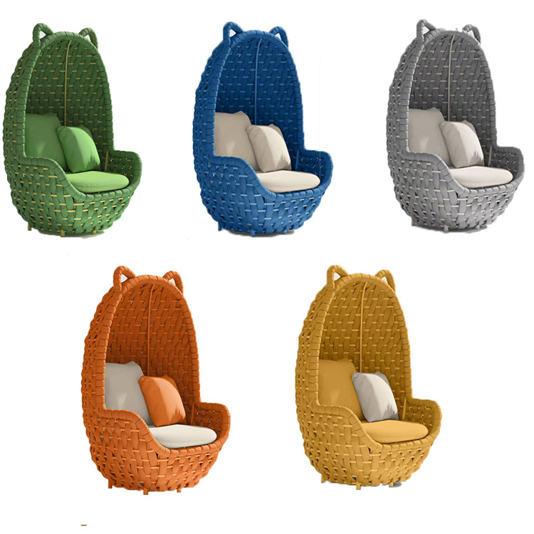 Wholesale Outdoor garden cushion Casual Aluminum Hanging rope chair Multicolored KD Garden Egg Chair