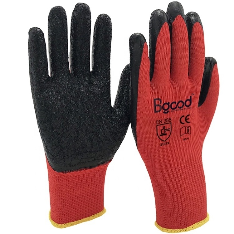 wholesale construction anti slip grip guantes latex rubber coated Industrial safety rubber hand protective safety glove