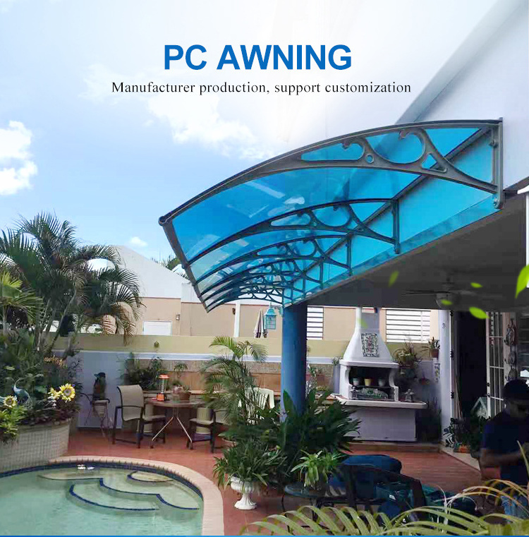 Front door canopy porch rain protector awning lean to roof shelter Shade, Frameless glass canopy with stainless steel hardwares