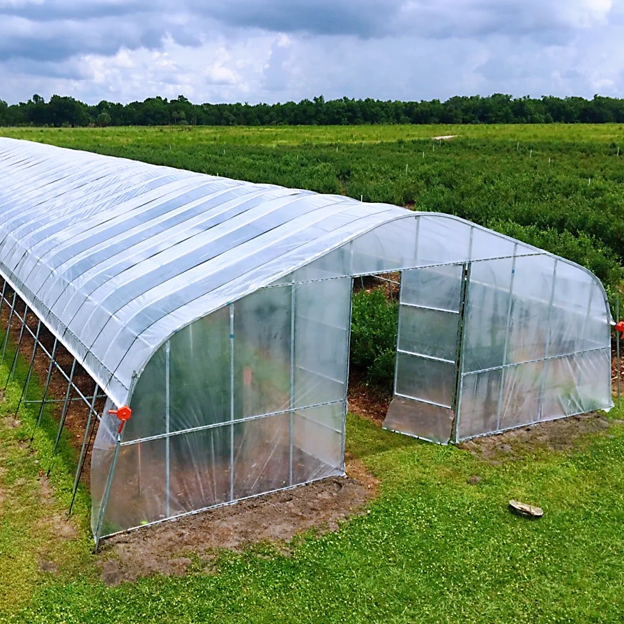 Retractable Roof Greenhouses With Plastic Film With Metal Structures