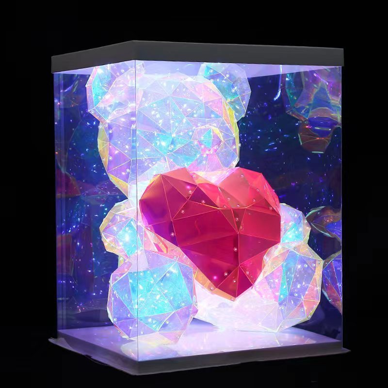 2024 New Valentine's Day Holographic Gift Teddy Bear Glowing LED Teddy Bear Birthday Christmas Gift for Girlfriend Children Box