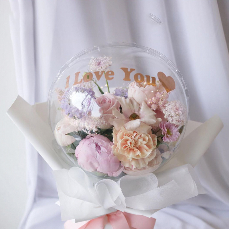 25cm Acrylic Ball with Handle Holiday party decoration Acrylic ball flower High Transparent Ball valentines day balloons gift