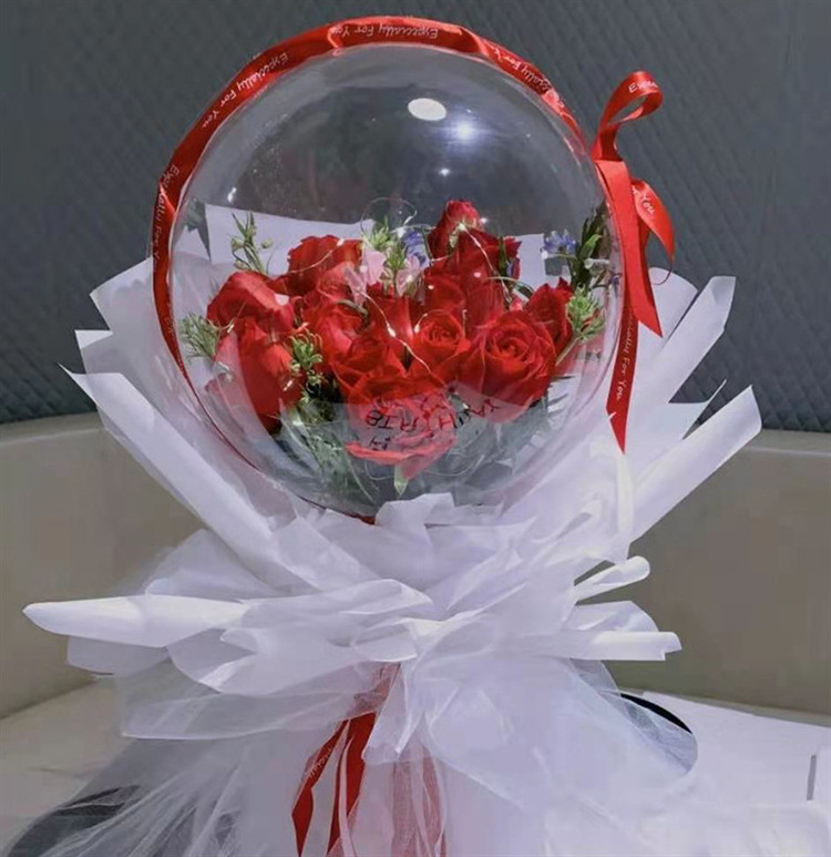 25cm Acrylic Ball with Handle Holiday party decoration Acrylic ball flower High Transparent Ball valentines day balloons gift