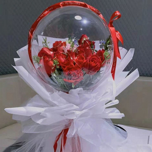 25cm Acrylic Ball with Handle Holiday party decoration Acrylic ball flower High Transparent Ball valentines day balloons gift