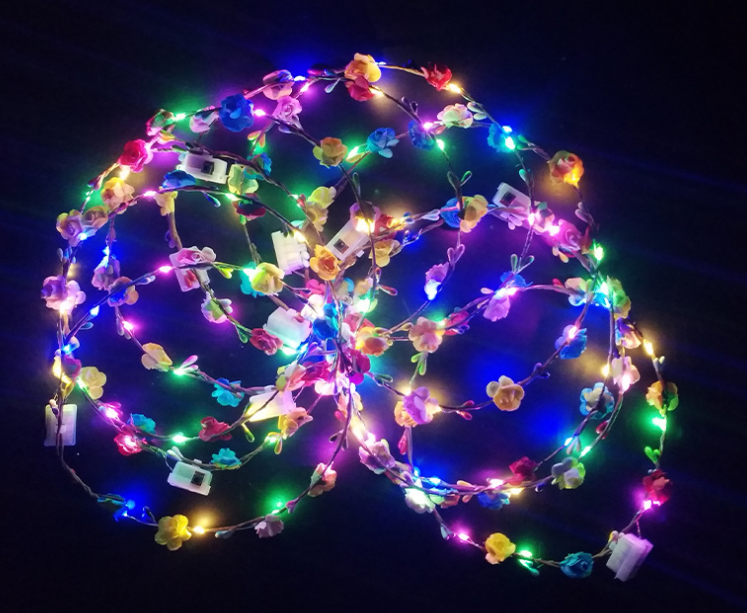 Flashing LED Hairbands strings Glow Flower Crown Headbands Light Party Rave Floral Hair Garland Luminous Decorative Wreath