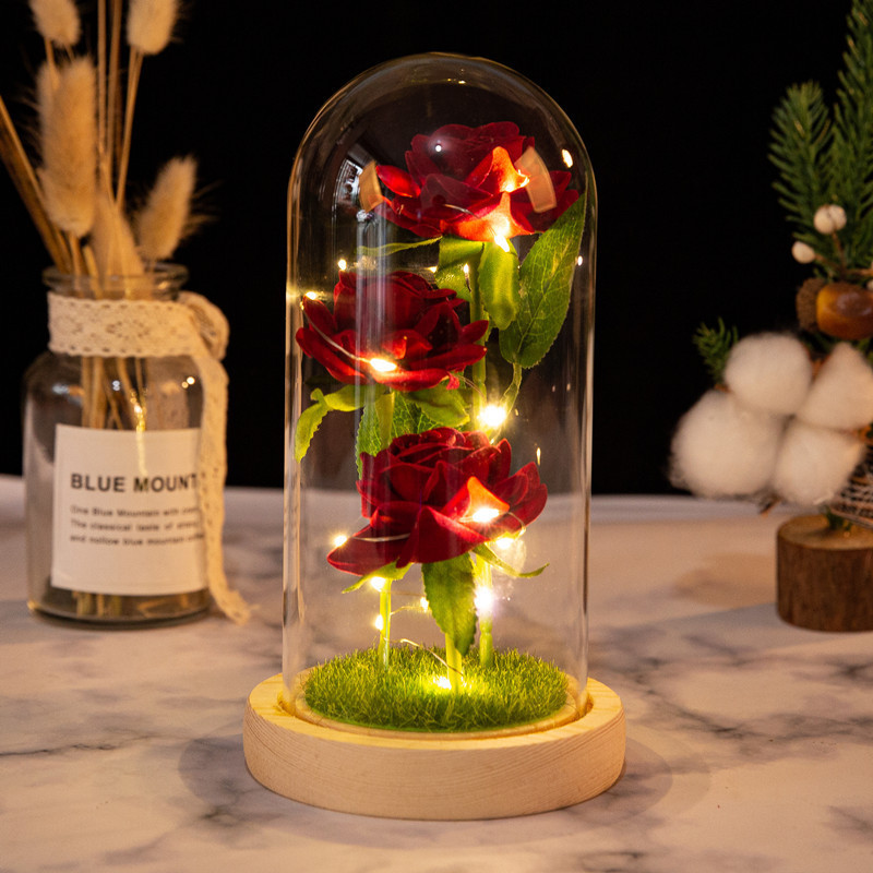 Valentine's Day Decoration Simulation Rose LED Light Preserved Eternal Flower Valentine's Day Gift Mothers' Day