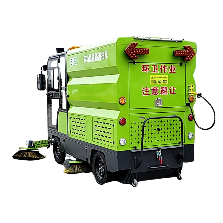 Customized New Electric Multipurpose compact sprinkler truck with high-pressure water gun ride-on street road sweeper